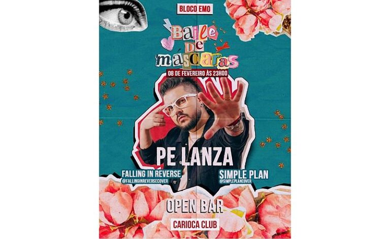 Pe Lanza leva show solo em noite de folia do Bloco Emo com hits e baile de máscaras