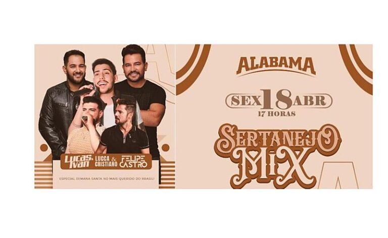 Sexta-feira, 18/04: Alabama Mix traz o melhor do Sertanejo e Pagode para animar a Semana Santa em Goiânia