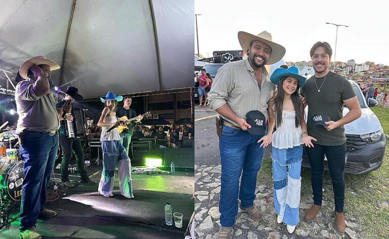 Cantora, Júlia Neri brilha no palco ao lado de Diogo & Hernani em Conselheiro Lafaiete (MG)!