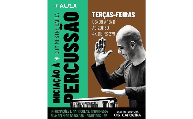 Casa de Cultura Os Capoeira abre inscrições para oficina de Percussão com Mestre Dalua