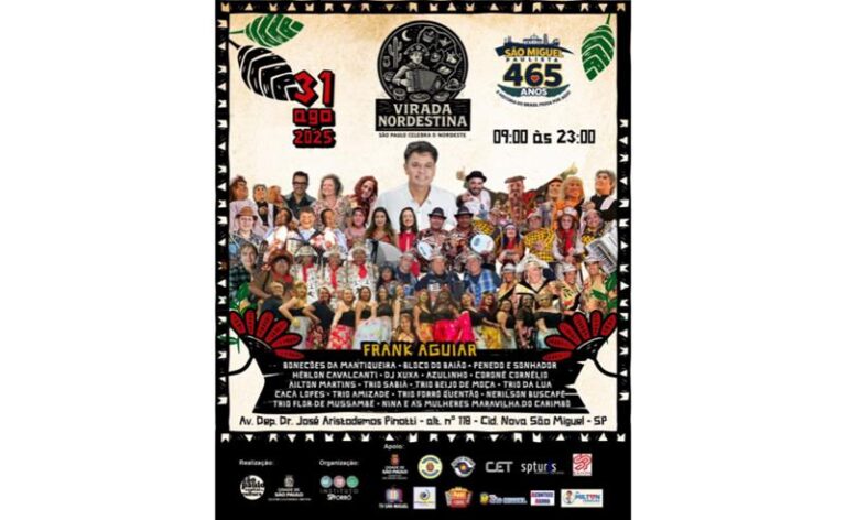 Show gratuito de Frank Aguiar na 1ª Virada Nordestina abrirá as comemorações dos 465 anos de São Miguel Paulista