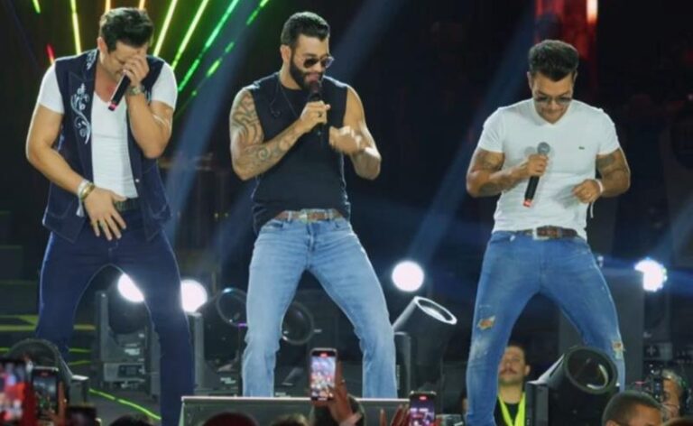Gusttavo Lima surpreende e chama Os Caras do Arrocha em show em Goiânia