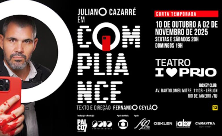 Juliano Cazarré apresenta curta temporada de Compliance, no Teatro I Love PRIO